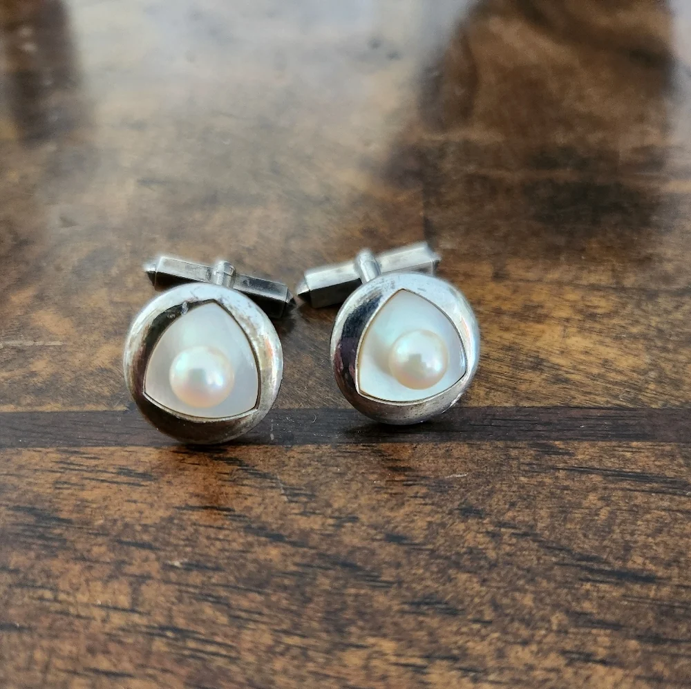 Sterling silver Cufflinks with pearls